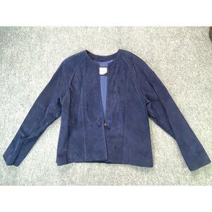 VTG Avanti Suede Leather Blazer Womens 10 Blue 80s 90s Minimalist‎ Retro Boho